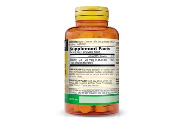 D3 1000IU (25MCG) CHEWABLE (peach-vanilla flavor) TABLETS