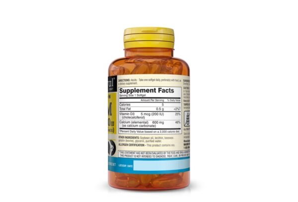 FAST ABSORPTION CALCIUM 600MG with VITAMIN D3 SOFTGELS