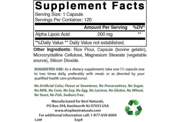ALPHA LIPOIC ACID 200MG CAPSULES